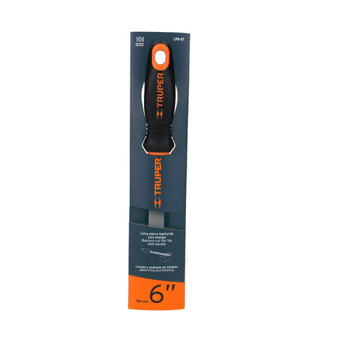 Lima plana bastarda 6' con mango doble inyección, TRUPER | LPB-6T | 15309