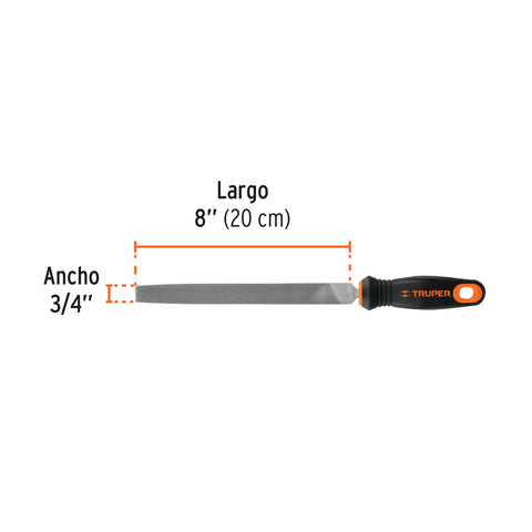 Lima plana bastarda 8' con mango doble inyección, TRUPER | LPB-8T | 15311
