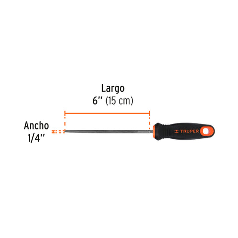 Lima redonda bastarda 6' con mango doble inyección, TRUPER | LRB-6T | 15315