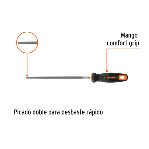 Lima redonda bastarda 8' con mango doble inyección, TRUPER | LRB-8T | 15316