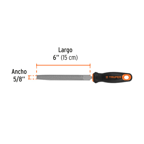 Lima media caña bastarda 6' mango doble inyección, TRUPER | LMCB-6T | 15317