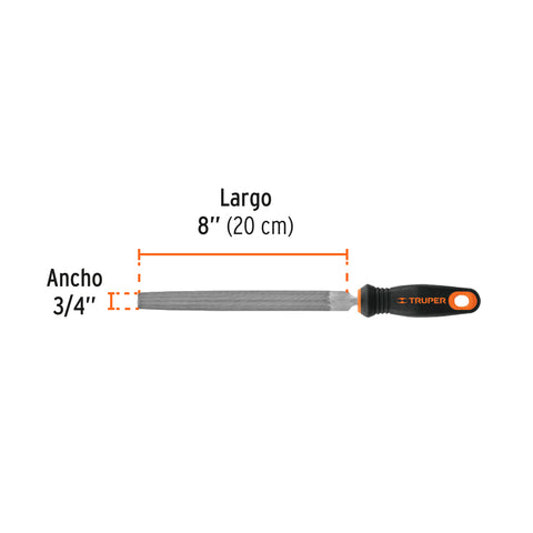 Lima media caña bastarda 8' mango doble inyección, TRUPER | LMCB-8T | 15318