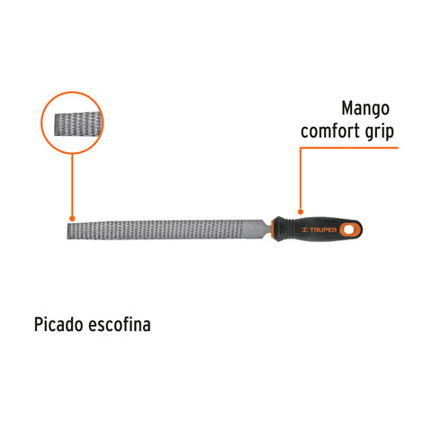 Lima escofina 6' con mango doble inyección, TRUPER | LES-6T | 15319
