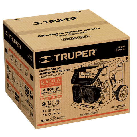 Generador portátil 4.5 kW motor a gasolina, TRUPER | GEN-45X | 15343