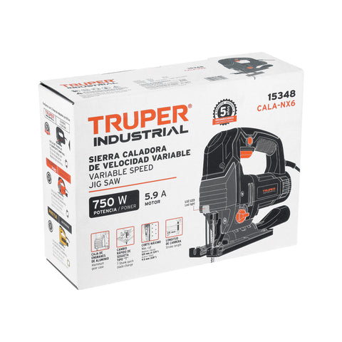 Sierra caladora 750W 5.9 A vel. variable, TRUPER INDUSTRIAL | CALA-NX6 | 15348