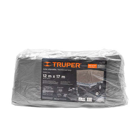 Lona de polietileno reforzada 12x17 m, gris, 180g/m2, TRUPER | LT-1217 | 15368