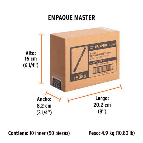 Broca HSS 31/64' Trublack para metal, Truper | BAV-31/64-N | 15386