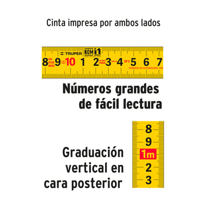 Flexómetro contra impactos 5 m cinta 19 mm grad. métrica | FH-5ME | 15388