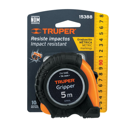 Flexómetro contra impactos 5 m cinta 19 mm grad. métrica | FH-5ME | 15388