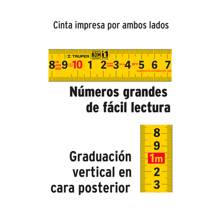 Flexómetro contra impactos 8 m cinta 25 mm grad. métrica | FH-8ME | 15389