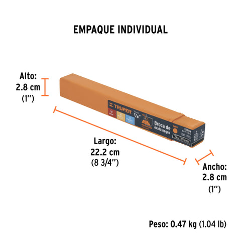 Broca HSS 7/8' Trublack para metal, Truper | BAV-7/8-N | 15394