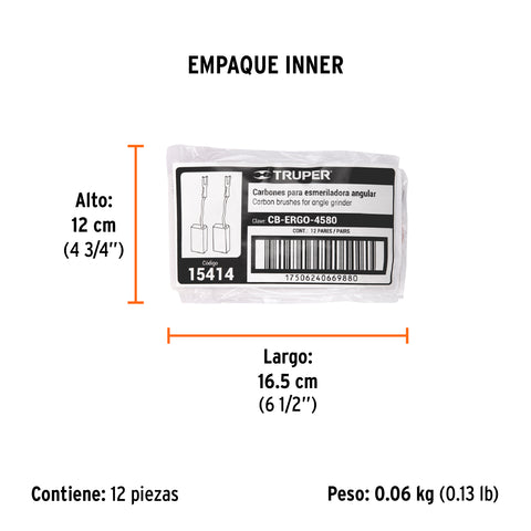 Bolsa con 2 carbones de repuesto para ERGO-4580, TRUPER | CB-ERGO-4580 | 15414