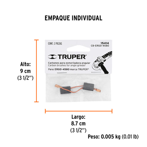 Bolsa con 2 carbones de repuesto para ERGO-4580, TRUPER | CB-ERGO-4580 | 15414