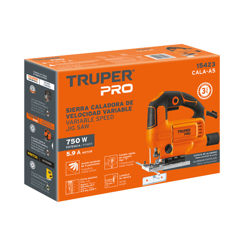 Sierra caladora 750W 5.9 A vel. variable, TRUPER PRO | CALA-A5 | 15423