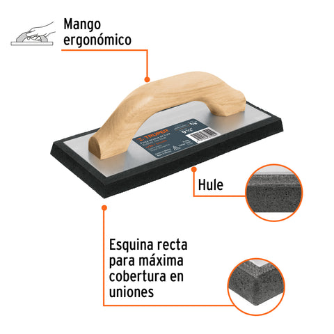 Flota de hule 9-1/2', espesor 5/8', acabado liso, TRUPER | FL-10N | 15427