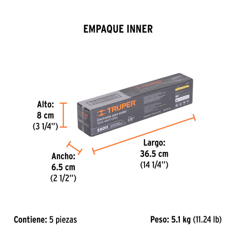 Bolsa con 1 kg de electrodos 6011 de 1/8', Truper | E6011-4 | 15460