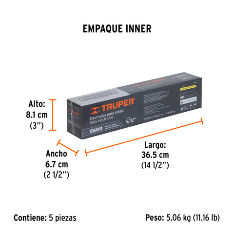 Bolsa con 1 kg de electrodos 6011 de 5/32', Truper | E6011-5 | 15461