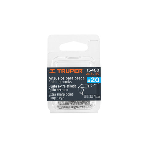 Blíster con 100 anzuelos para pesca # 20, Truper | ANZU-20 | 15468
