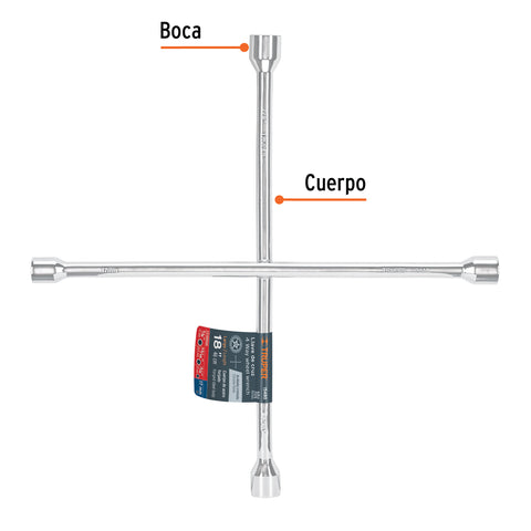 Llave de cruz 18' pulida y cromada, TRUPER | LLCR-18 | 15480