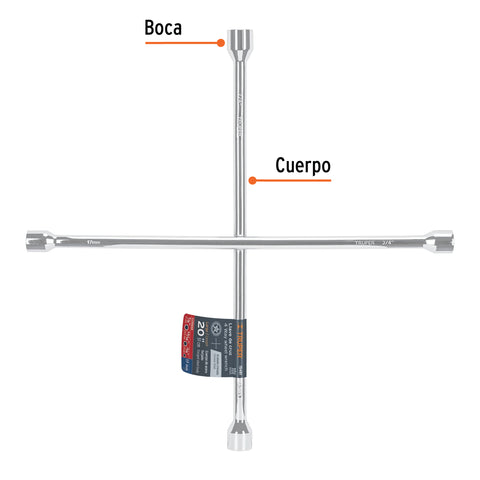 Llave de cruz 20' pulida y cromada, TRUPER | LLCR-20 | 15481