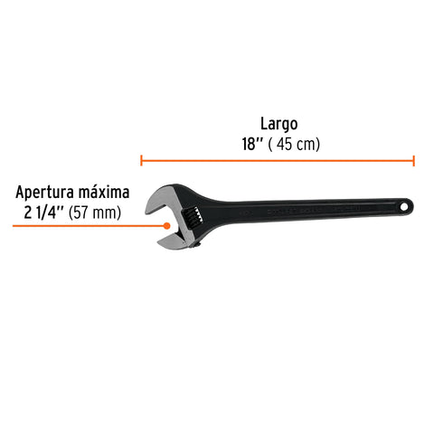 Llave ajustable (perico) 18' profesional pavonada, Expert | PET-18 | 15498