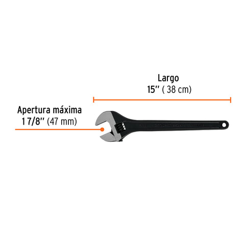Llave ajustable (perico) 15' profesional pavonada, Expert | PET-15 | 15504