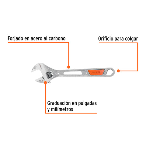 Llave ajustable (perico) 10' cromada, TRUPER | PET-10X | 15511