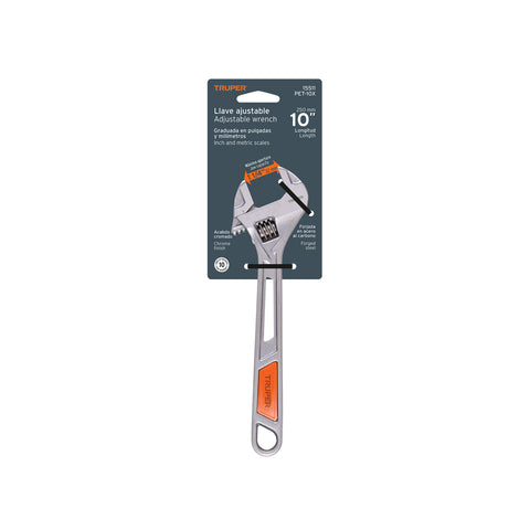 Llave ajustable (perico) 10' cromada, TRUPER | PET-10X | 15511