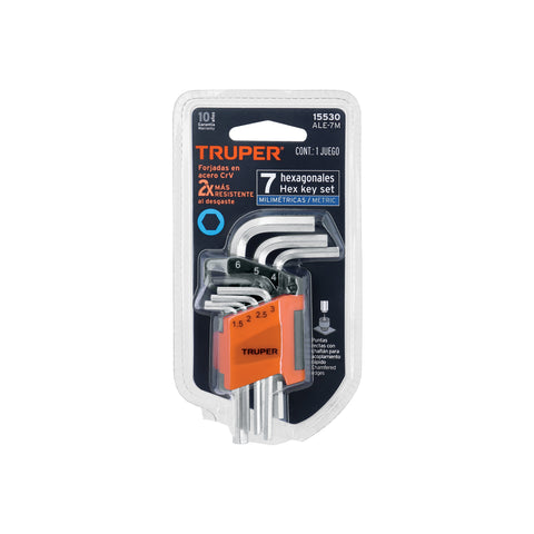 Juego 7 llaves allen mm punta hexagonal con organizador | ALE-7M | 15530