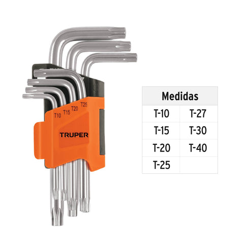Juego de 7 llaves torx con organizador abatible, TRUPER | TORX-7C | 15552