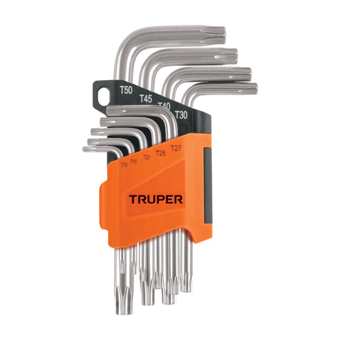 Juego de 9 llaves torx con organizador abatible, TRUPER | TORX-9 | 15554