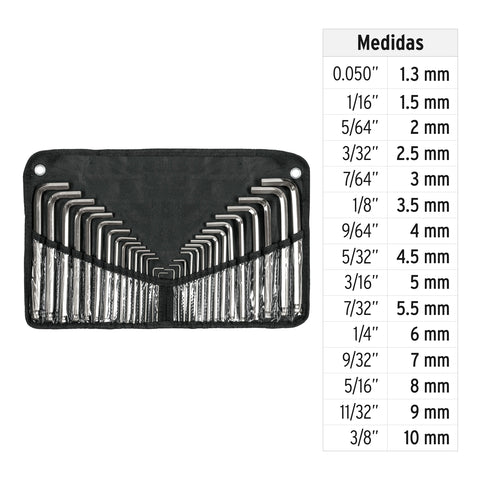 Juego 30 llaves allen largas mixtas punta bola, estuche | ALL-30 | 15562