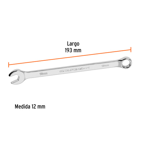 Llave combinada extralarga 12 mm x 193 mm de largo, Expert | LL-2012M | 15616