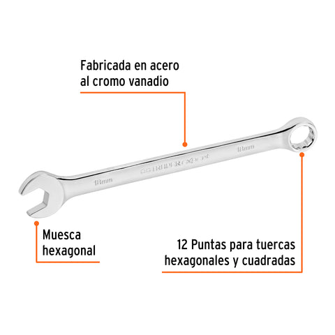 Llave combinada extralarga 18 mm x 269 mm de largo, Expert | LL-2018M | 15622