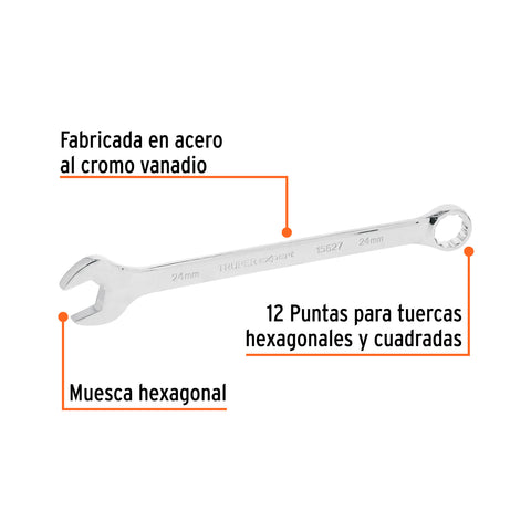 Llave combinada extralarga 24 mm x 336 mm de largo, Expert | LL-2024M | 15627