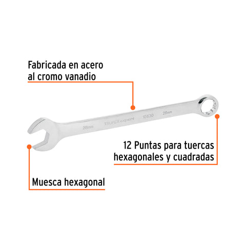 Llave combinada extralarga 28 mm x 393 mm de largo, Expert | LL-2028M | 15630