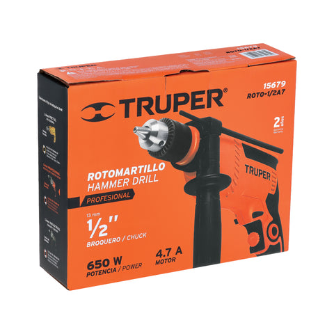 Rotomartillo 1/2', 650W, TRUPER PRO | ROTO-1/2A7 | 15679