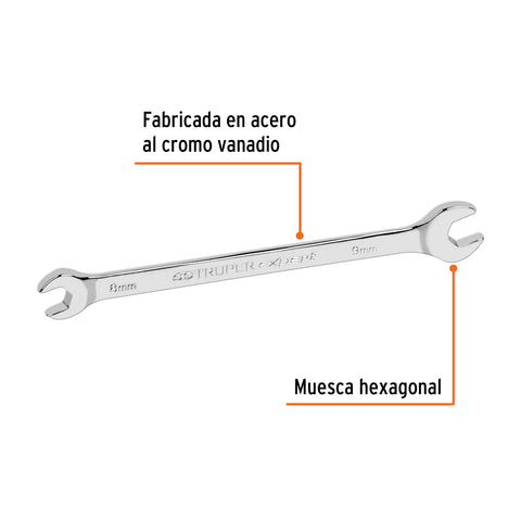 Llave española 8 x 9 mm x 145 mm de largo, Truper Expert | LL-30809 | 15706