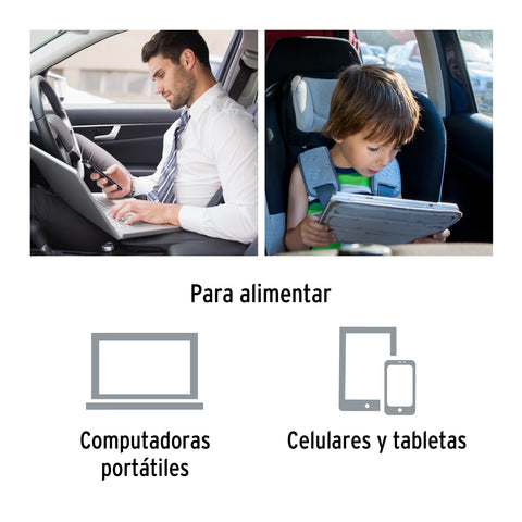 Inversor de corriente 120 W tipo vaso, 2 puertos USB, Truper | INCO-12 | 15725