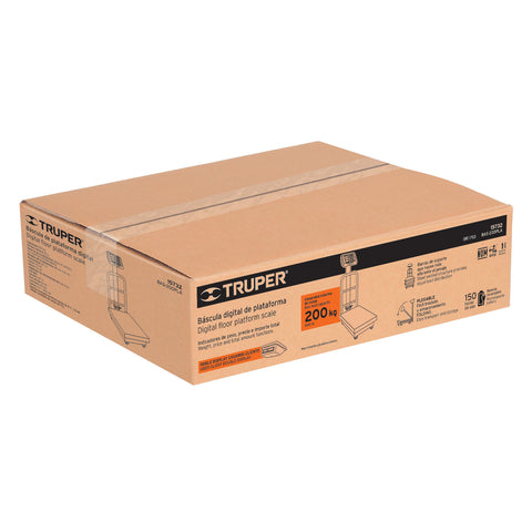 Báscula electrónica de plataforma, plegable, 200 kg, Truper | BAS-200PLA | 15732