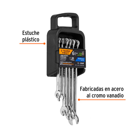 Juego de 6 llaves combinadas extralargas pulidas mm, EXPERT | JC-6M | 15770