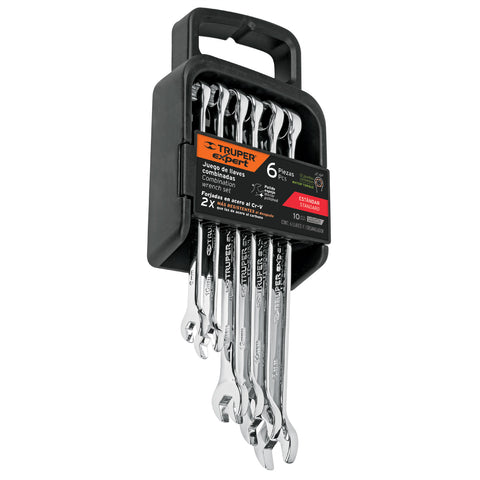 Juego de 6 llaves combinadas extralargas pulidas std, EXPERT | JC-6P | 15772