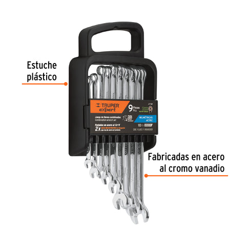 Juego de 9 llaves combinadas extralargas pulidas mm, EXPERT | JC-9M | 15774