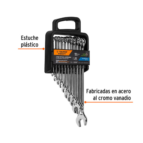 Juego de 11 llaves combinadas extralargas pulidas mm, EXPERT | JC-11M | 15778