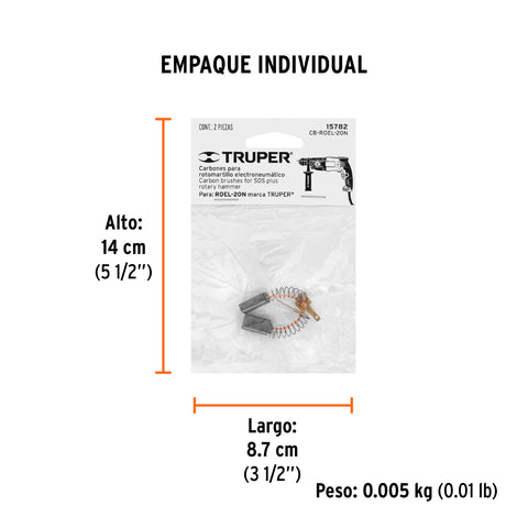 Bolsa con 2 carbones de repuesto para ROEL-20N, TRUPER | CB-ROEL-20N | 15782