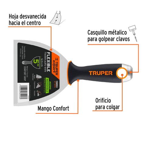 Espátula flexible 5' acero inoxidable, Comfort Grip, EXPERT | ET-5FX | 15853