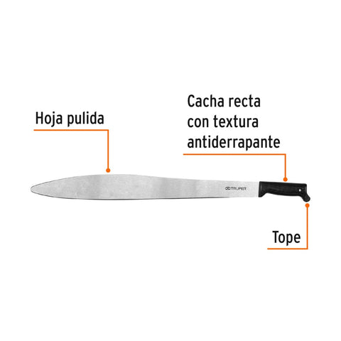 Machete acapulqueño de 24' cacha negra inyectada, Truper | T-905-24B | 15861