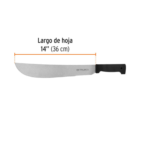 Machete estándar 14' cacha negra inyectada, Truper | T-460-14B | 15863