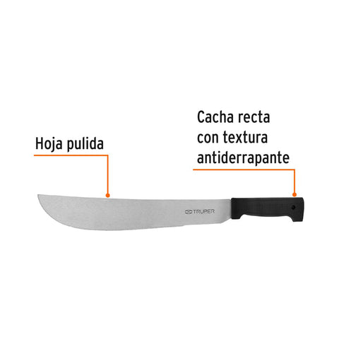 Machete estándar 14' cacha negra inyectada, Truper | T-460-14B | 15863