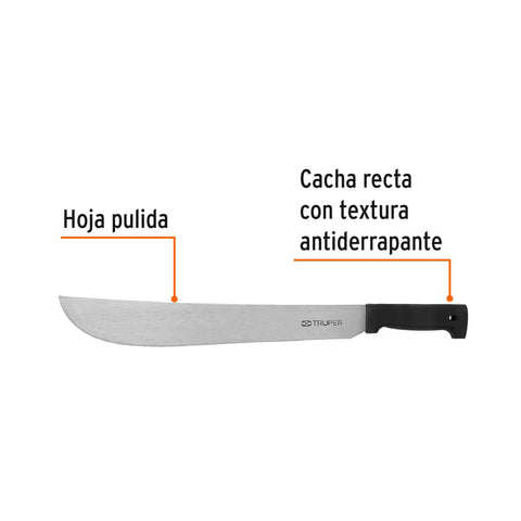 Machete estándar 16' cacha negra inyectada, Truper | T-460-16B | 15864